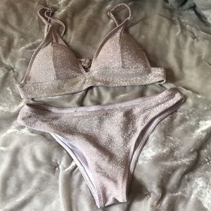 light pink sparkly swim set! size small:)